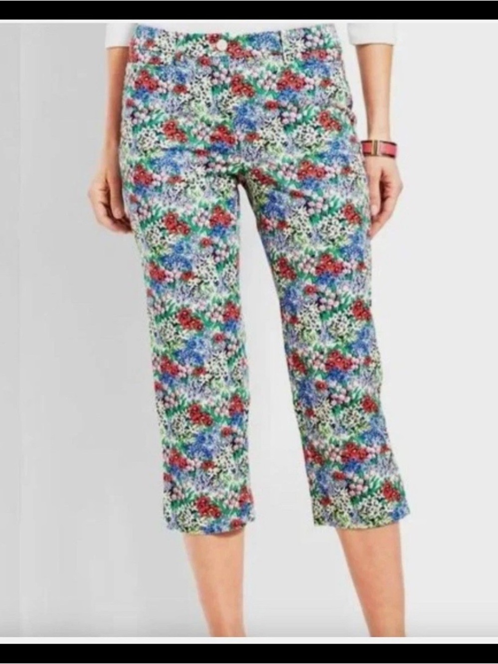 Talbots Perfect Skimmer Cropped Pants Women's Floral Coastal Grandma 20W